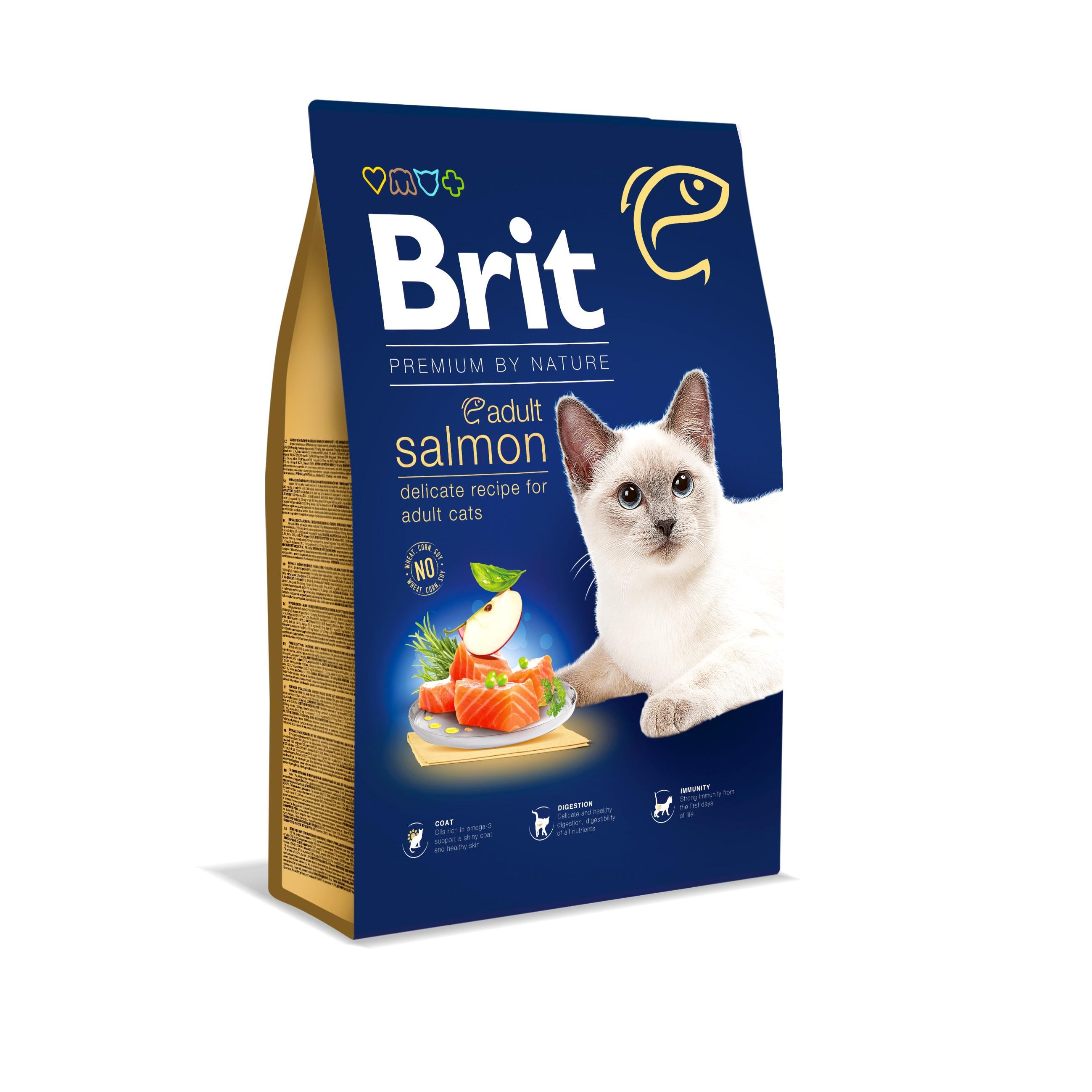 Корм сухой для кошек Brit Premium by Nature Cat Salmon с лососем 8 кг (8595602553211)