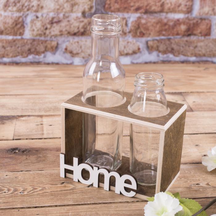 Ваза деревянная "Home" на 2 бутылочки Коричневый (5193-2)