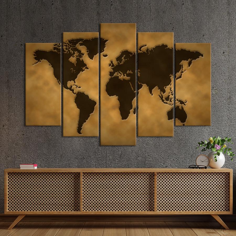 Картина карта Утонченная тёмная карта мира 137x85 см (A1343-5)