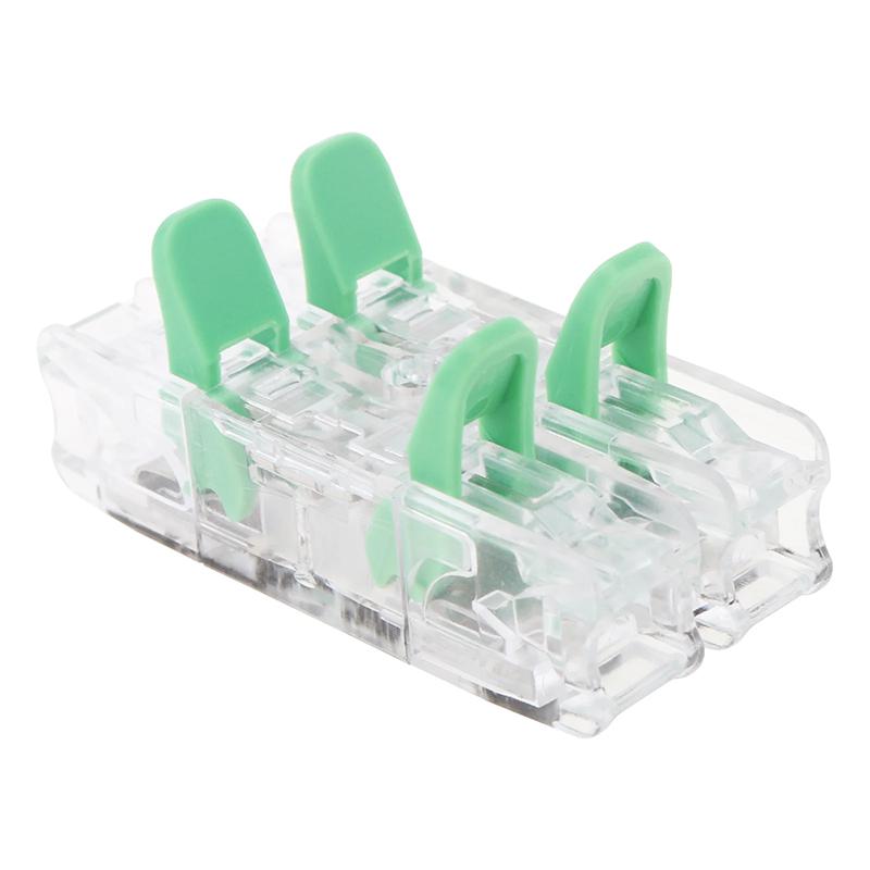 Клемма проходная Tactix 0,5-4 мм2 32А 2х1-2х1 одинарная 39,8х18х10 мм рычаг крепеж 3 мм Зеленый (CT282)