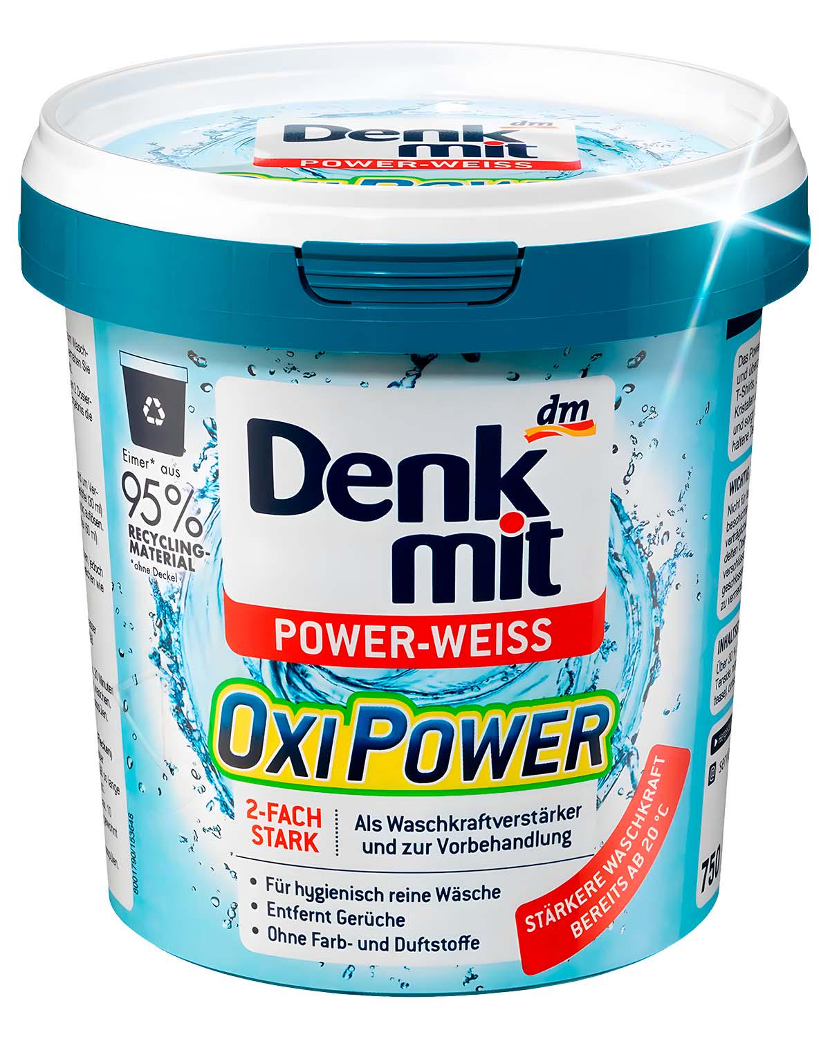 Відбілювач кисневий порошковий Denkmit Oxi Power для білої білизни для видалення плям 750 г (448571120)