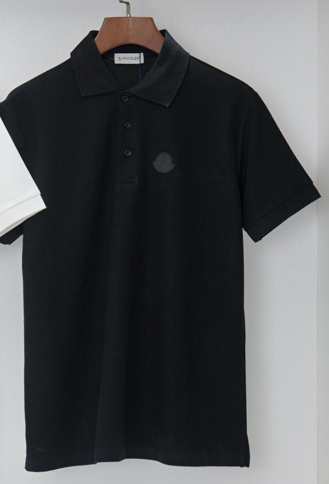 Футболка мужская поло MONCLER Black Logo Cotton Piquet Polo Shirt L Черный (MC13001.2L)