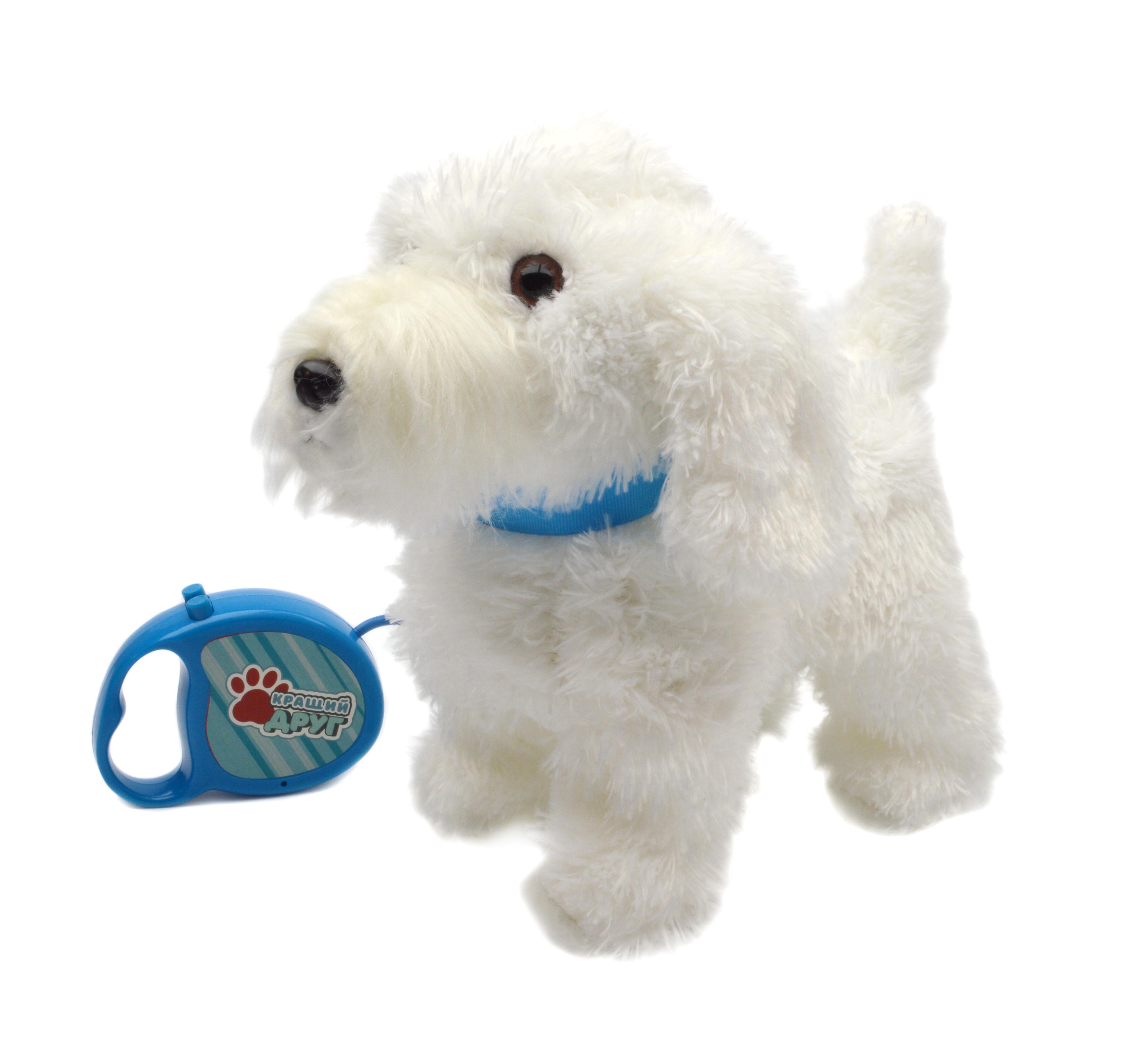 Собачка мягкая на поводке лает/ходит/виляет хвостом (PL 8202)