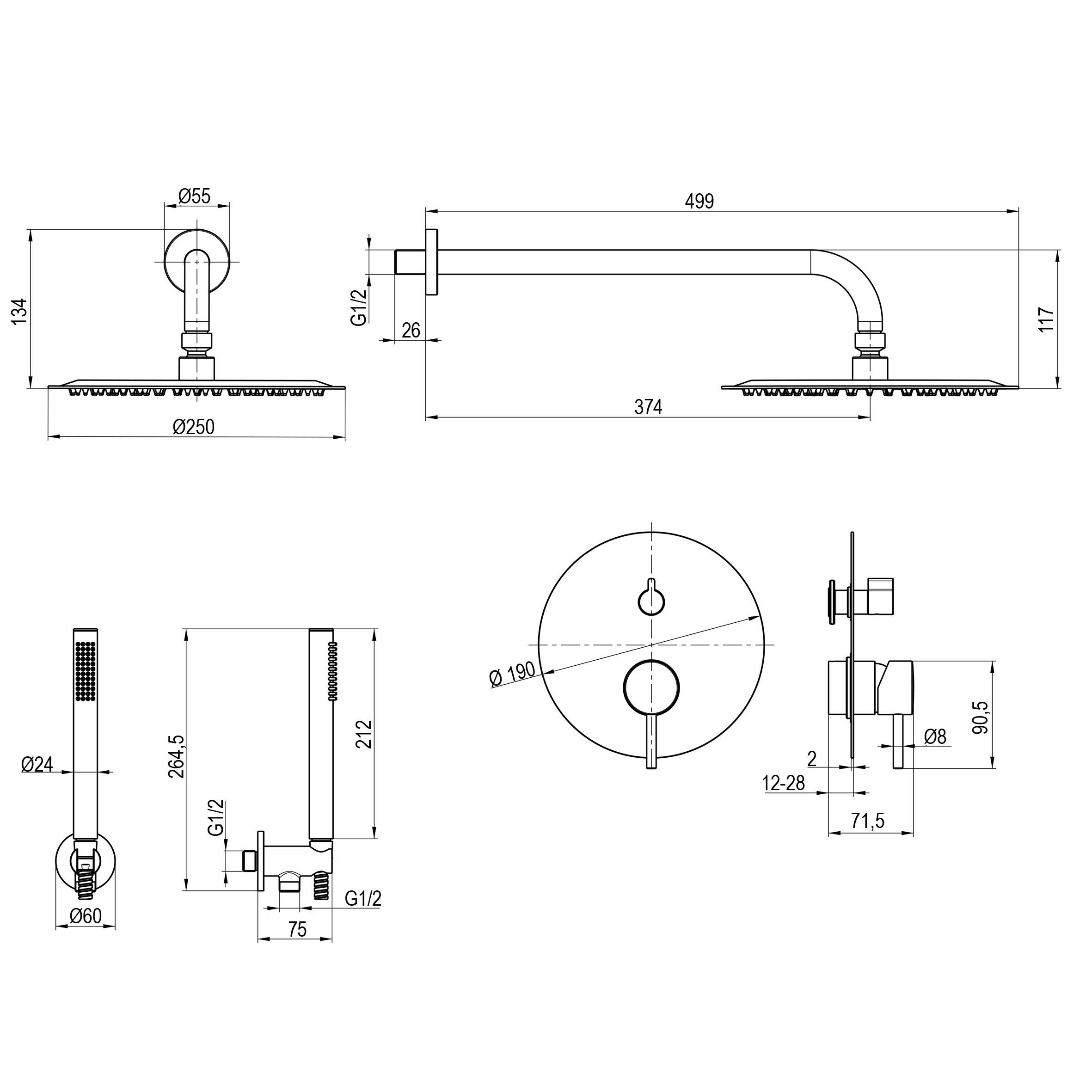 Душова система вбудована TOPAZ LOFT TLF 32205-H39-C (28883) - фото 3