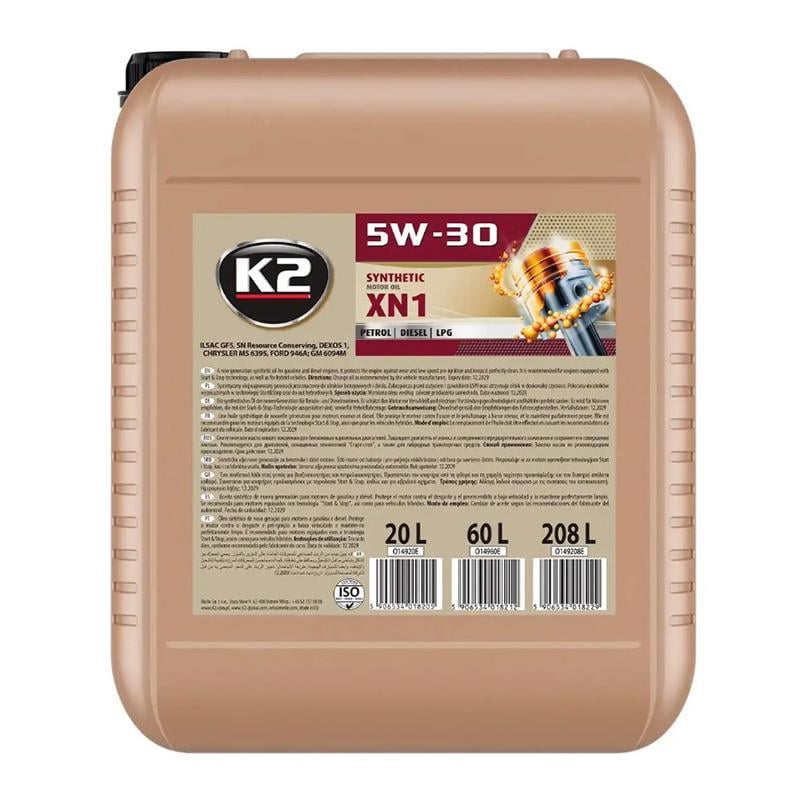 Масло моторное K2 Synthetic Motor Oil SN XN1 5W-30 20л