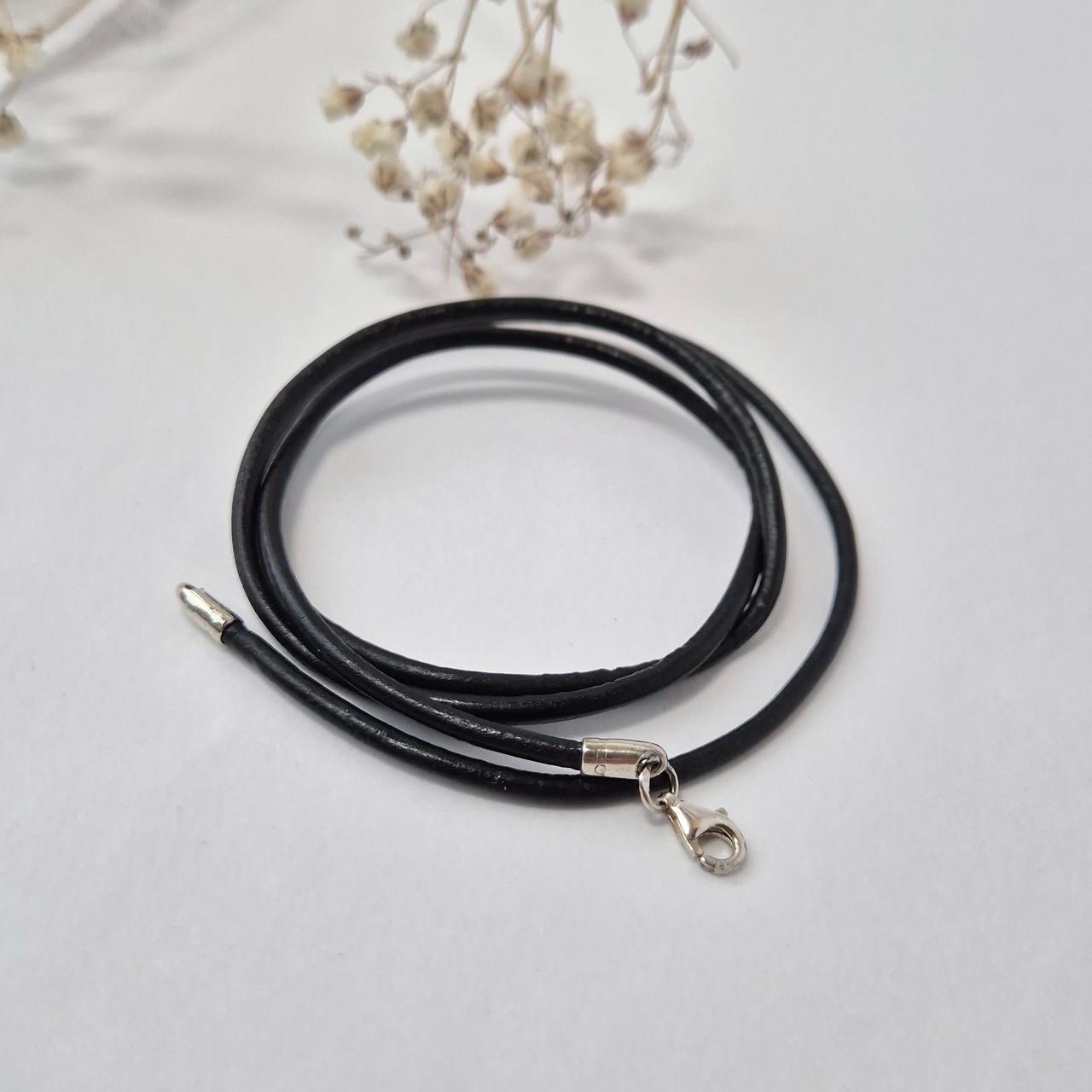 На шею кожа серебро 925 пробы 1,04 г 2,5 мм 55 см Черный (6010/2,5шн)