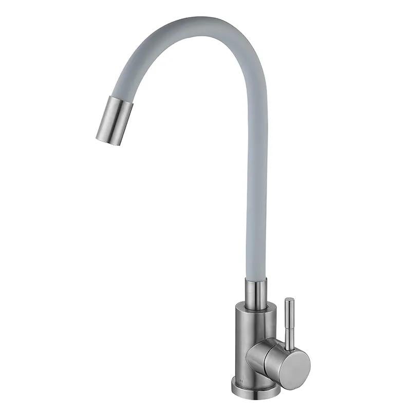 Смеситель для кухни Zerix LUX-011 с силиконовым изливом нержавеющая сталь Gray (ZX4876) Смеситель для кухни Zerix LUX-011 с силиконовым изливом нержавеющая сталь Gray (ZX4876)