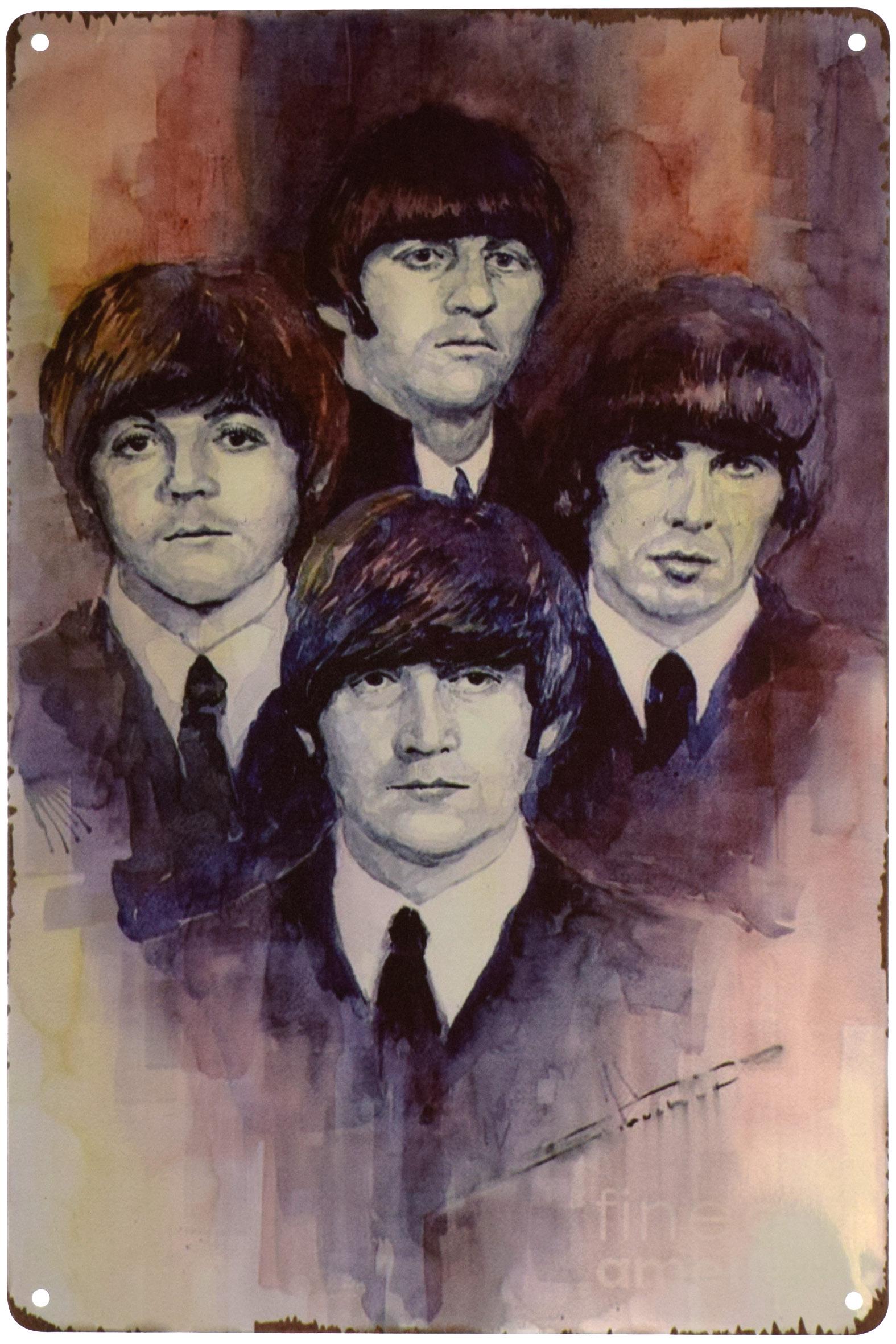 Табличка металлическая The Beatles Fine Art America 20x30 см