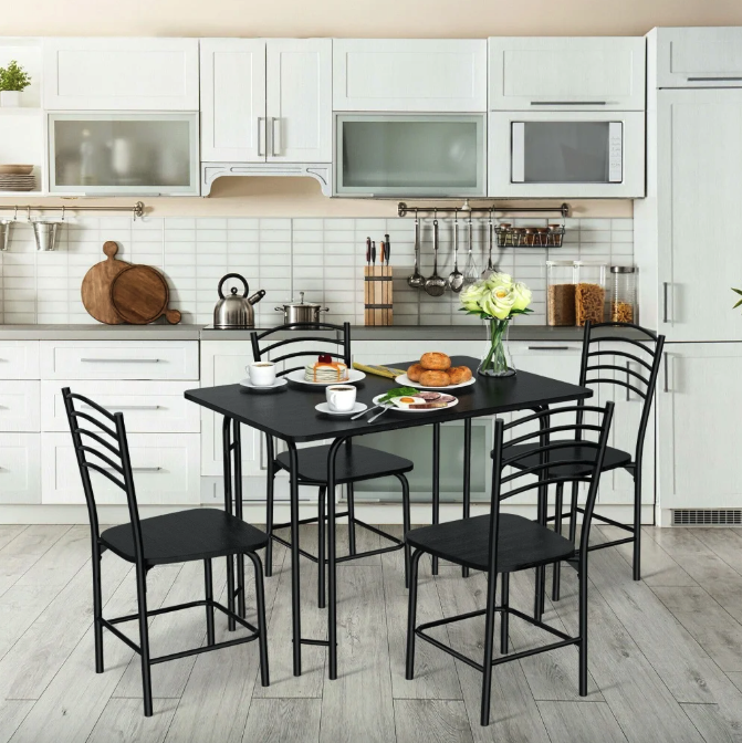 Комплект мебели Costway Katarina стол и 4 стула Черный (4766) - фото 2 Комплект мебели Costway Katarina стол и 4 стула Черный (4766) - фото 2