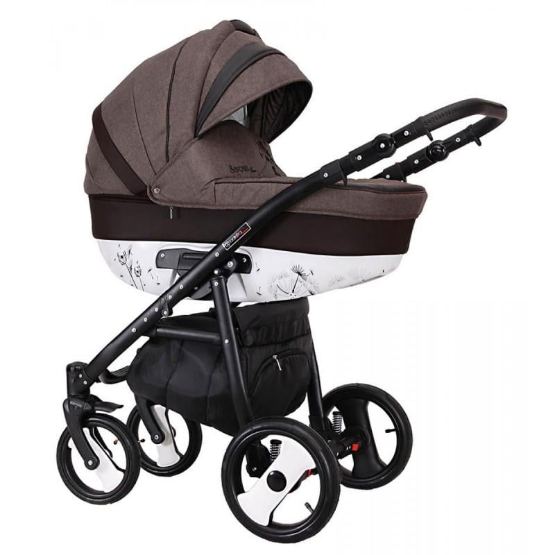 Коляска Coletto Savona SC-05 универсальная 2в1 с принтом дождевиком и москитной сеткой Коричневый/Серый