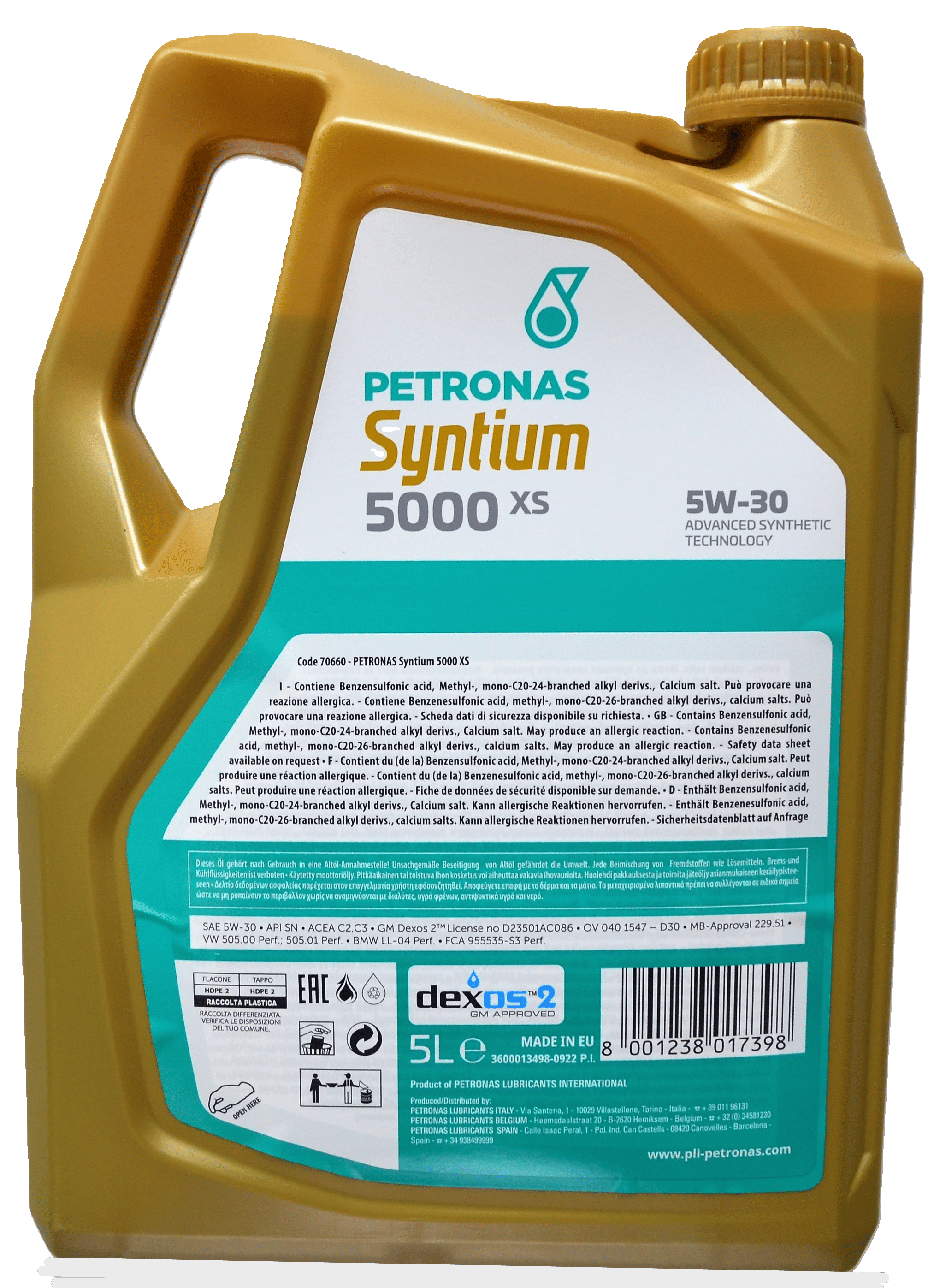 Моторна олива PETRONAS LUBRICANTS Syntium 5000 XS 5W-30 5 л (2443760813) - фото 3 Моторна олива PETRONAS LUBRICANTS Syntium 5000 XS 5W-30 5 л (2443760813) - фото 3