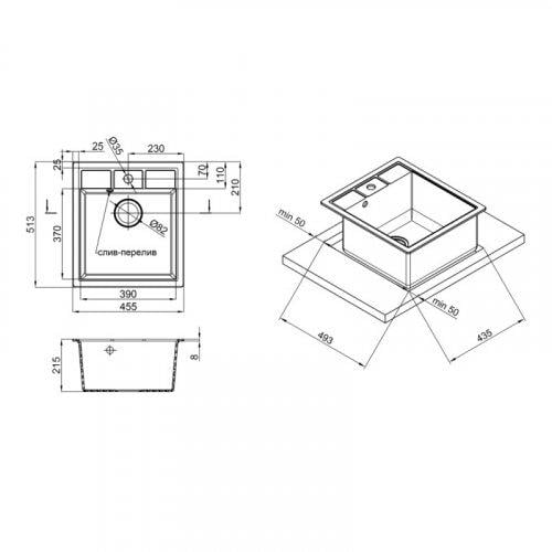 Кухонная мойка Lidz 460х515-200 MAR-07 (LIDZMAR07460515200) - фото 2