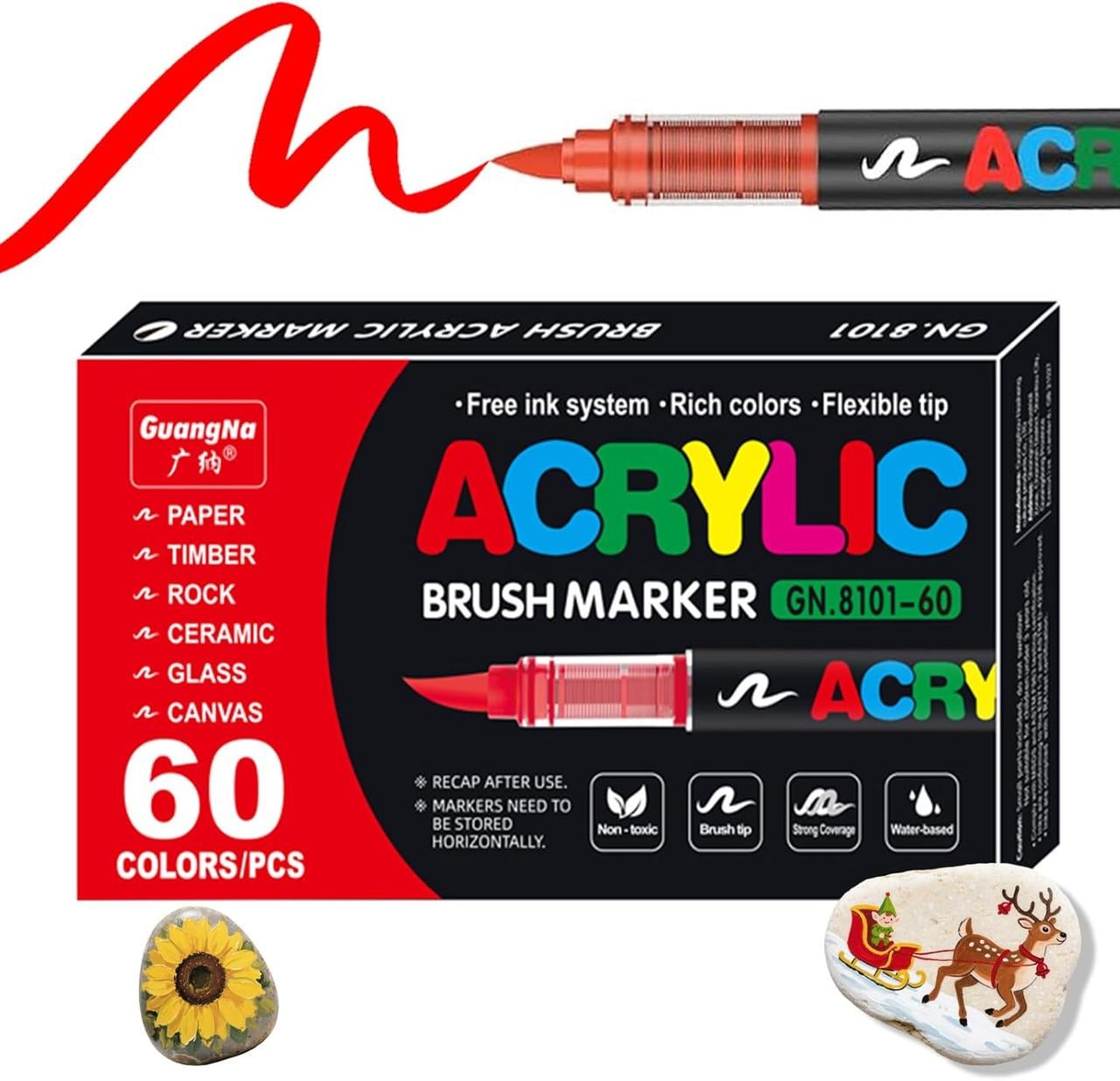 Маркери акрилові GuangNa з тонким пером 60 кольорів (ab60)
