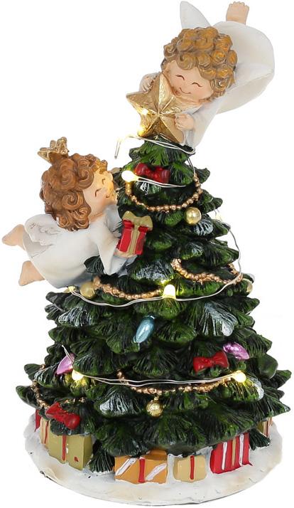 Декоративная фигурка елка с Ангелочками 9х8,5х14,5 см с Led подсветкой полистоун (BD-559-540)