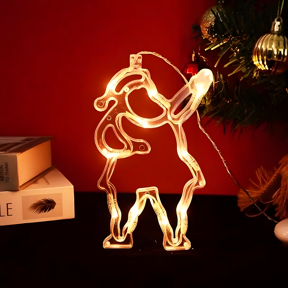 Светодиодное новогоднее украшение игрушка Санта на батарейках 21x13 см Теплый белый