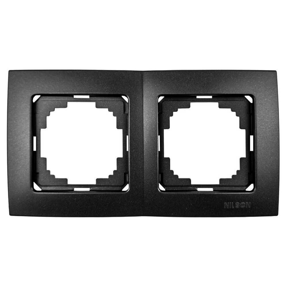 Рамка двухместная горизонтальная Nilson Touran Черный матовый (00000024442)