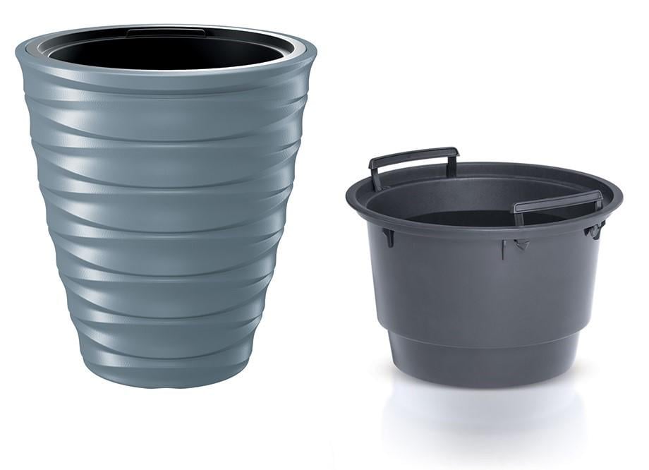Горшок для цветов Prosperplast FREZE H-41,9 см круглый с вкладышем Светло-серый