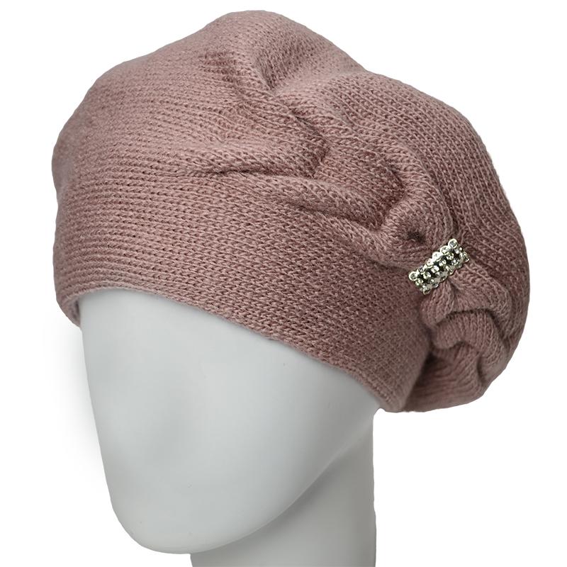 Берет женский Lirus Камея двойной зимний Пудровый (164097)