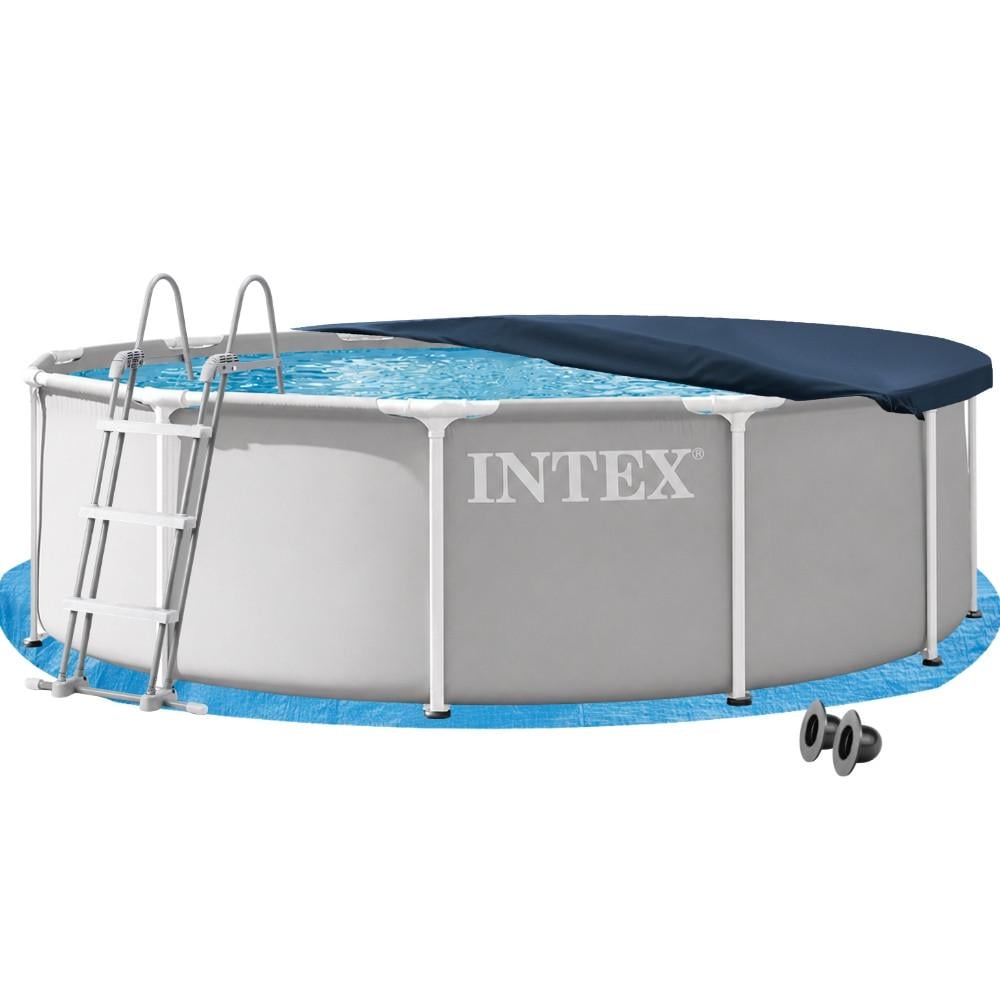 Бассейн каркасный круглый Intex 26716-4в1 с тентом/лестницей 366х99 см Серый (147-9-26716-4)