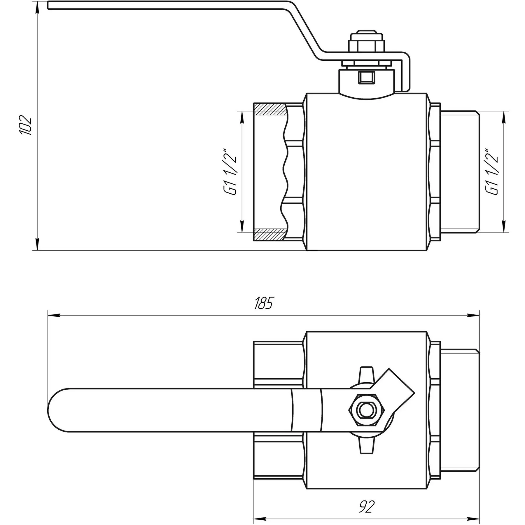 Кран кульовий прямий Q Professional 1 1/2" ЗВ КР PN40 (QP152) - фото 4