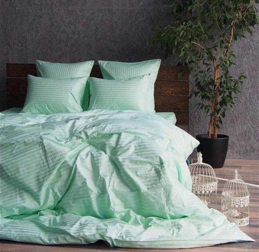 Комплект постельного белья на резинке Stripe LUX 1/1 см семейный/наволочки 50х70/70х70 см Light Mint (3935) - фото 1 Комплект постельного белья на резинке Stripe LUX 1/1 см семейный/наволочки 50х70/70х70 см Light Mint (3935) - фото 1