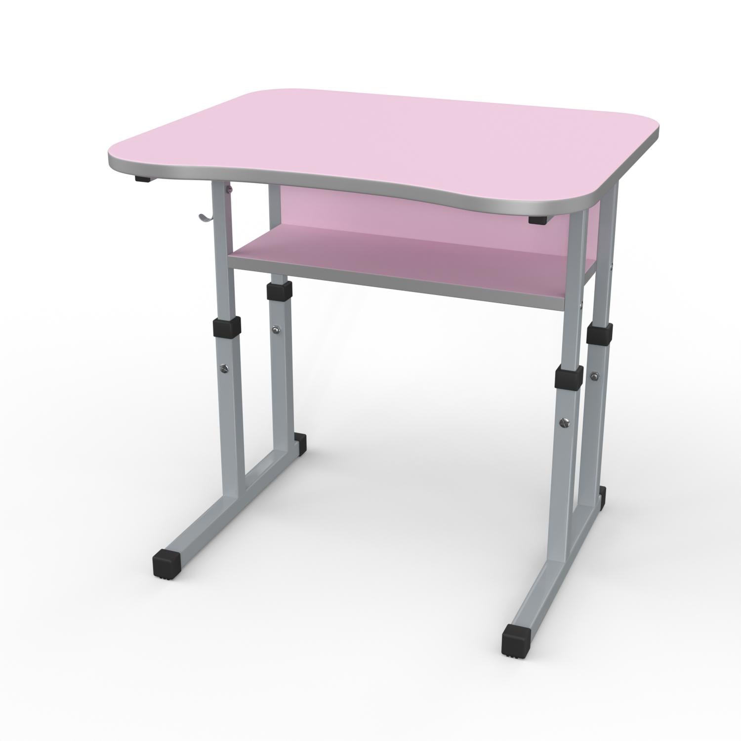 Парта школьная регулируемая 1-11 класс с вырезом под ученика 700x585 мм Розовый/Серый (1123-pin-s)