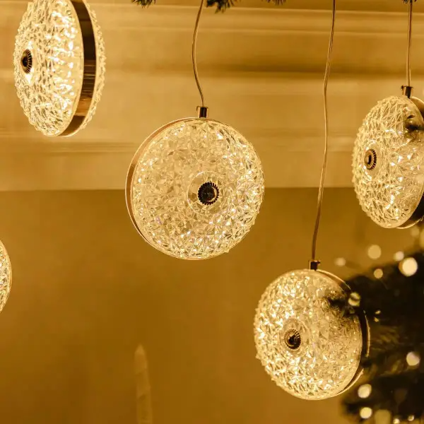 Гирлянда штора сетевая LED с объемными фигурками Бриллиант 3х0,9 м 6 ламп Теплый желтый (6L3MDIA) - фото 7