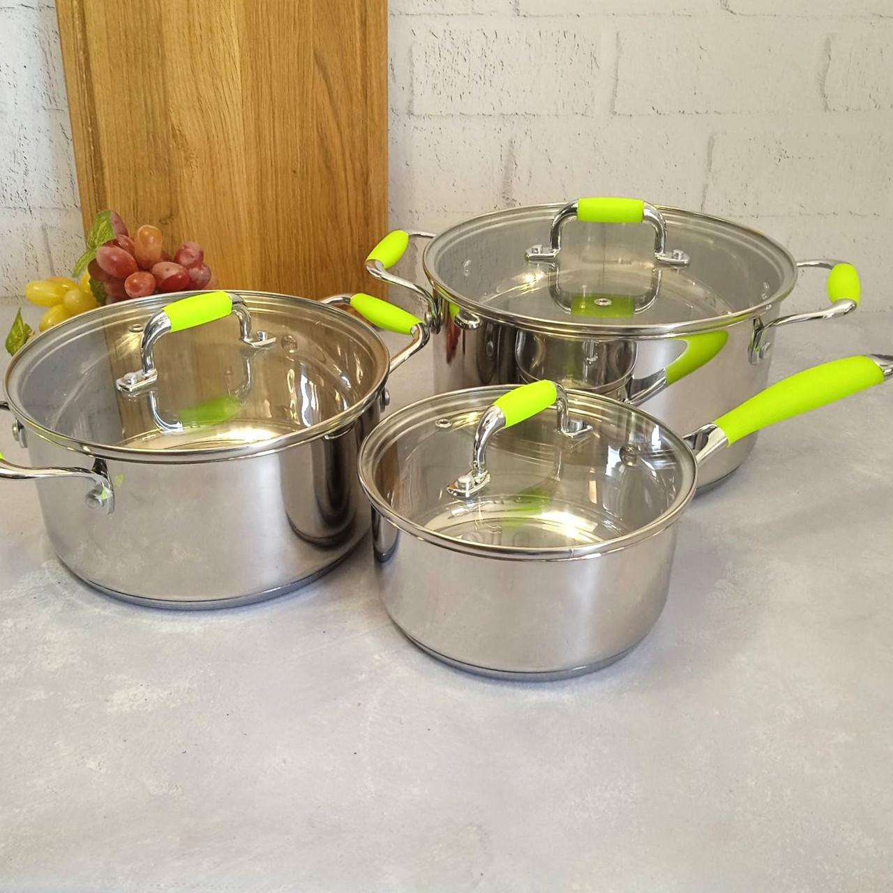 Набір каструль і ковша з кришками та просиліконовими ручками 6 шт. (1150-CB) - фото 9 Набір каструль і ковша з кришками та просиліконовими ручками 6 шт. (1150-CB) - фото 9