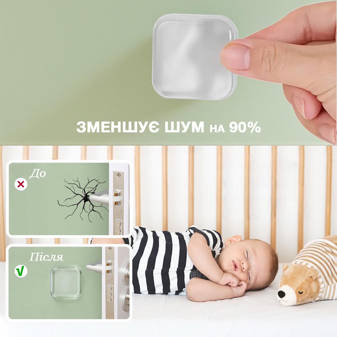 Стопор дверной силиконовый настенный квадратный 6 шт. Прозрачный (79_6_1_1С) - фото 4