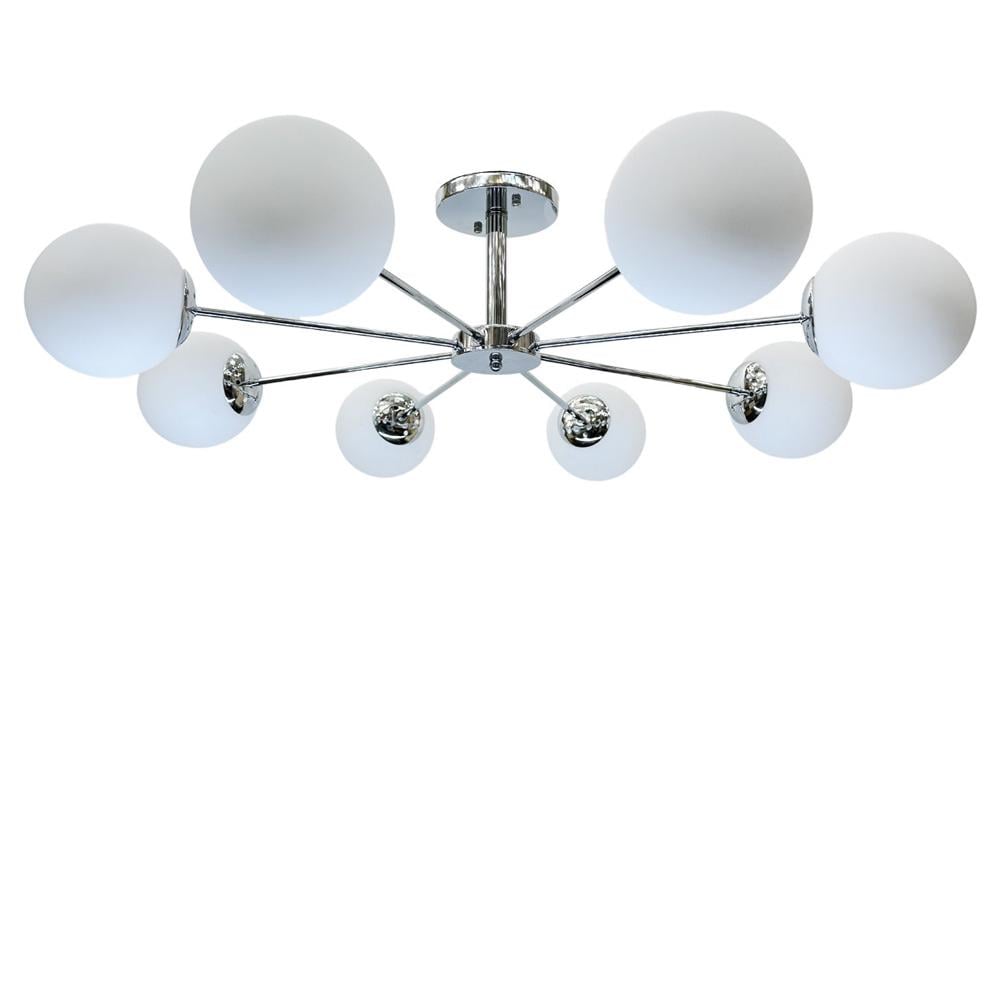Люстра потолочная молекула Light House SH-20387/8 CR 960х960х260 E27 плафоны белые Хром Люстра потолочная молекула Light House SH-20387/8 CR 960х960х260 E27 плафоны белые Хром