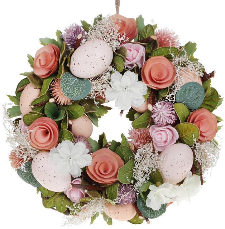 Венок пасхальный Красные Цветы 24 см Венок пасхальный Красные Цветы 24 см