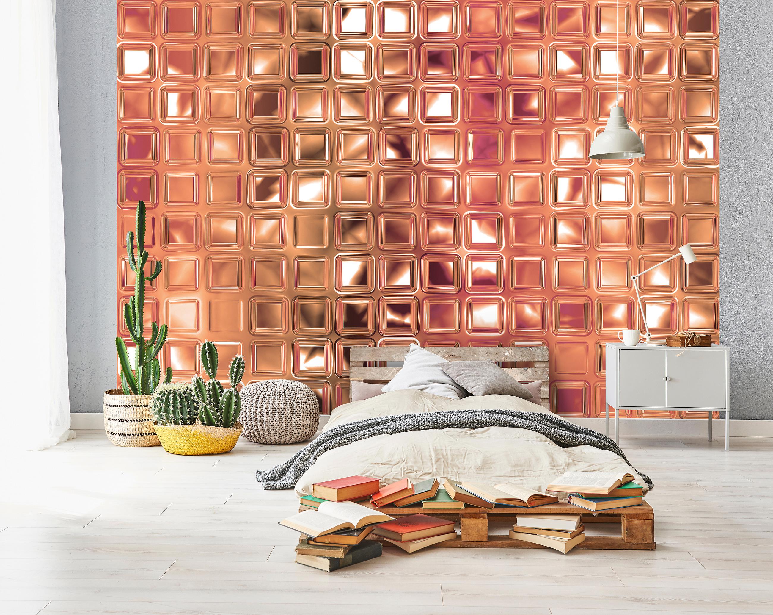 Фотошпалери флізелінові 3Д Скляні квадратики з клеєм 254x184 см (12797V4)