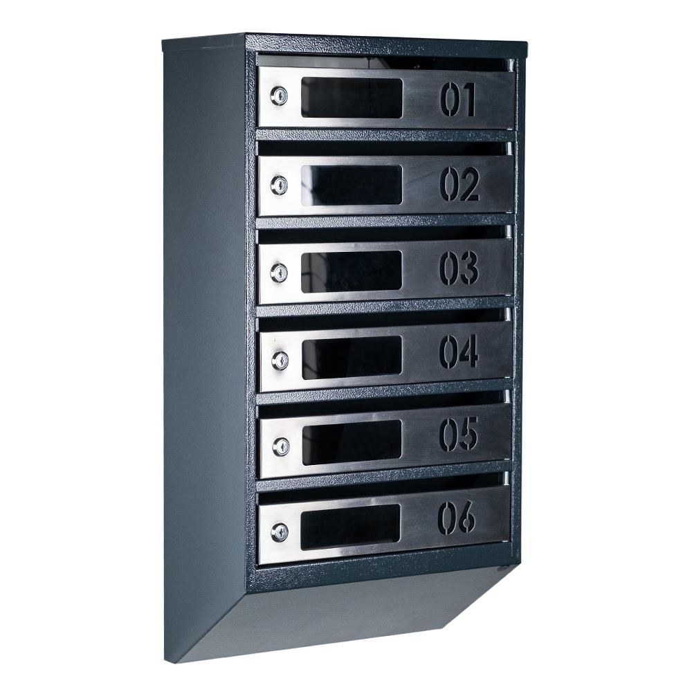 Ящик почтовый многосекционный ЯП06D Антрацитовый/Нержавеющая сталь (24061033)