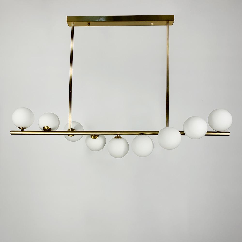 Люстра подвесная LightHouse LNF-17436/9 AB+WT с белыми плафонами цоколь G9 Латунь