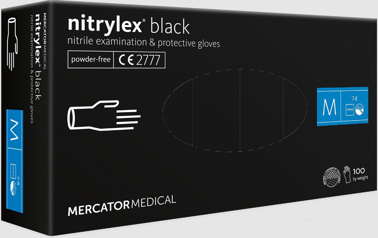Перчатки Mercator Nitrylex нитриловые неопудренные 100 шт. M Черный - фото 3