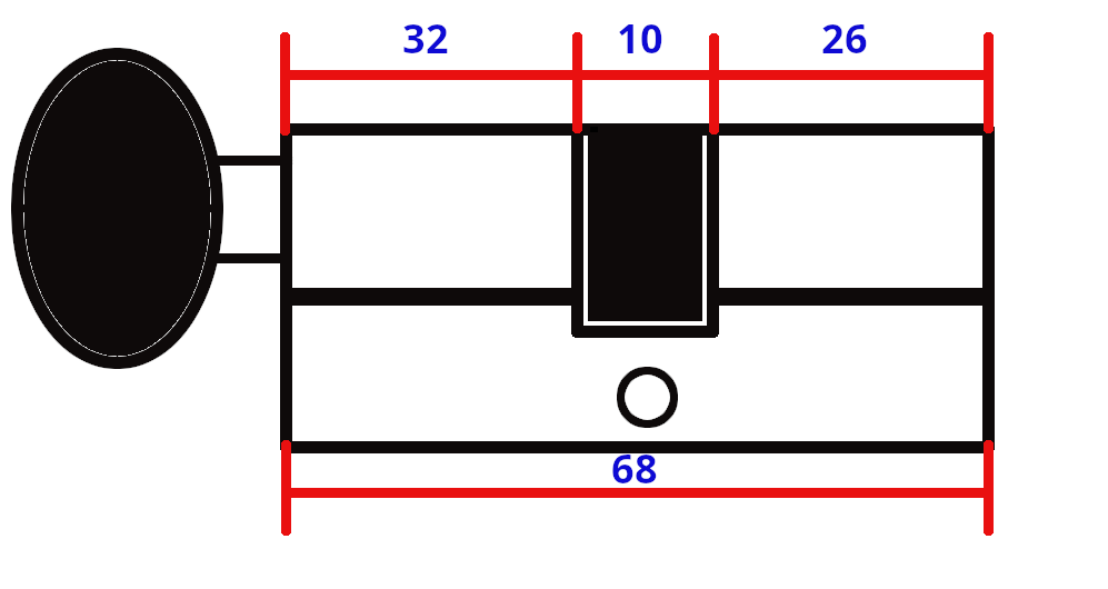 Цилиндр сердцевина Kale Kilit 164 SM/68 с барашкой с длинной стороны 32x10x26 мм Никель (560200119) - фото 2