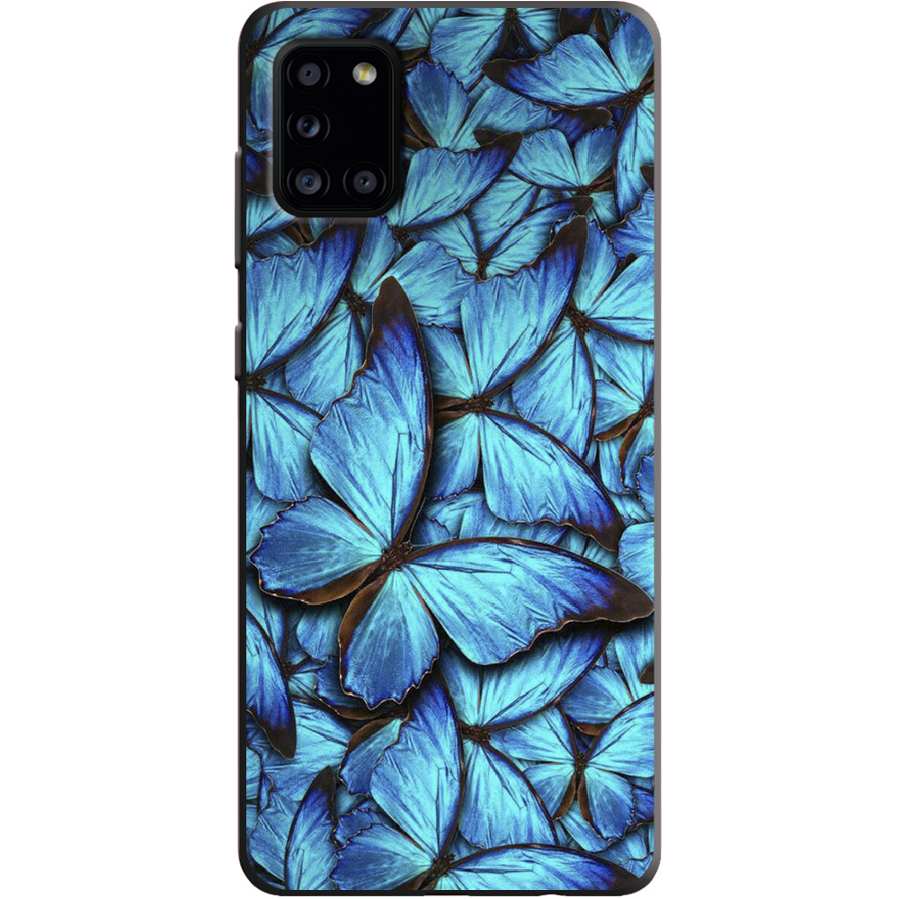 Чехол Boxface Samsung A315 Galaxy A31 лазурные бабочки Черный силикон (39470-up1550-39889)