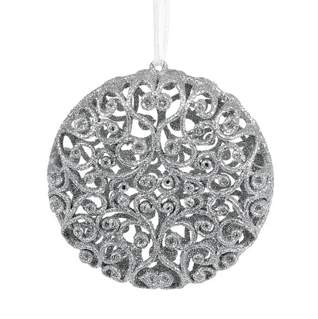 Підвіска новорічна Flora Ажур Срібний (12248)