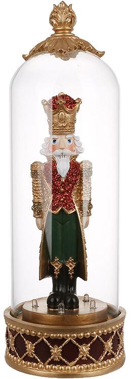 Фигура Щелкунчик под стеклянным колпаком с LED-подсветкой 34 см Золотой