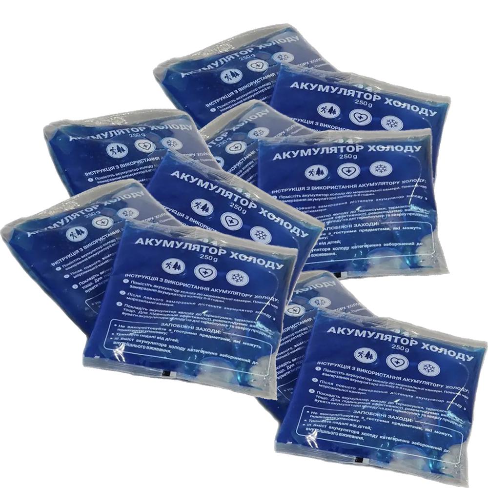 Набор гелевых аккумуляторов холода в пакете для охлаждения термосумок 10 шт. 250 г (906318)
