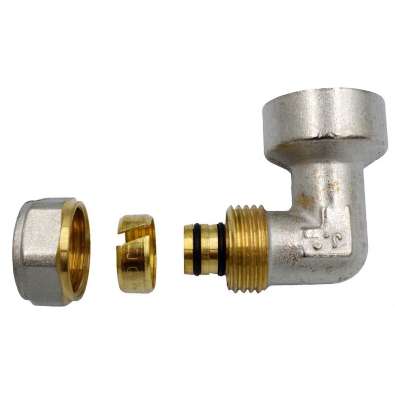 Згін американка кутовий для металопластикових труб Valve J.G. АВ 26х3/4 внутрішнє різьблення не розбірний з проточкою латунь