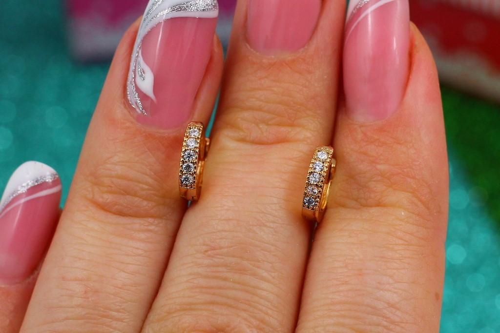 Серьги Xuping Jewelry колечки с камнями 8 мм Золотистый