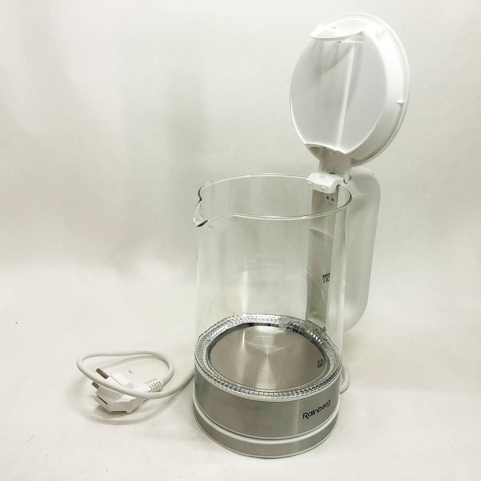 Электрочайник с подсветкой Rainberg RB-709 стеклянный Белый (GR-04426) - фото 2 Электрочайник с подсветкой Rainberg RB-709 стеклянный Белый (GR-04426) - фото 2