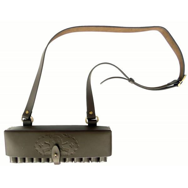 Патронташ плечевой Медан двухрядний кожаный с тиснением на 24 патрона 12 калибра (24820633) - фото 2