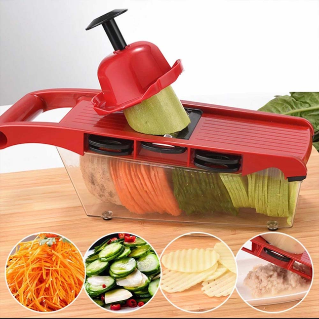 Овощерезка Mandoline Slicer 10в1 Красный (70842) - фото 4 Овощерезка Mandoline Slicer 10в1 Красный (70842) - фото 4