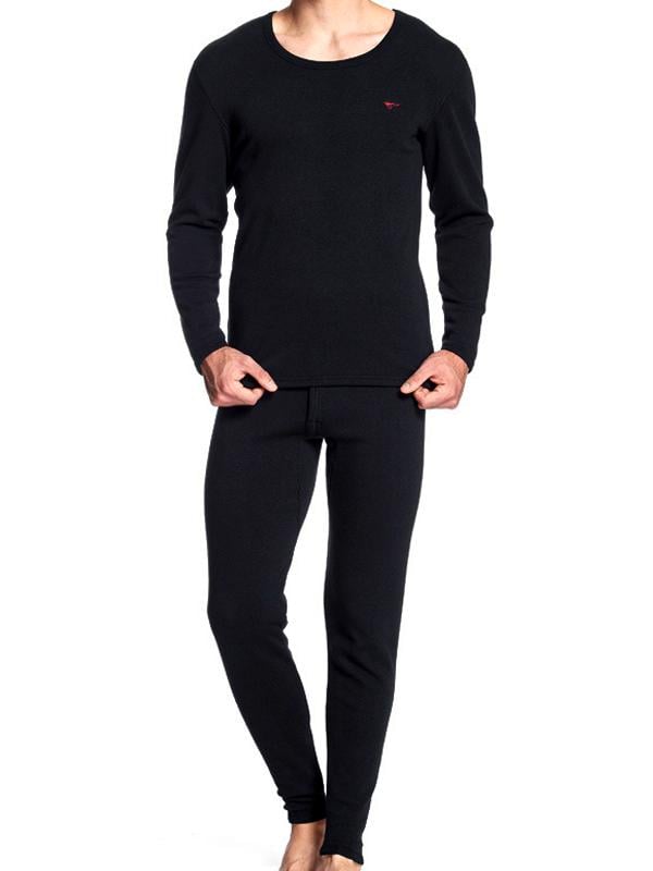 Термобелье мужское хлопковое комплект кальсоны и кофта с мехом -5-20°С 3 XL Черный