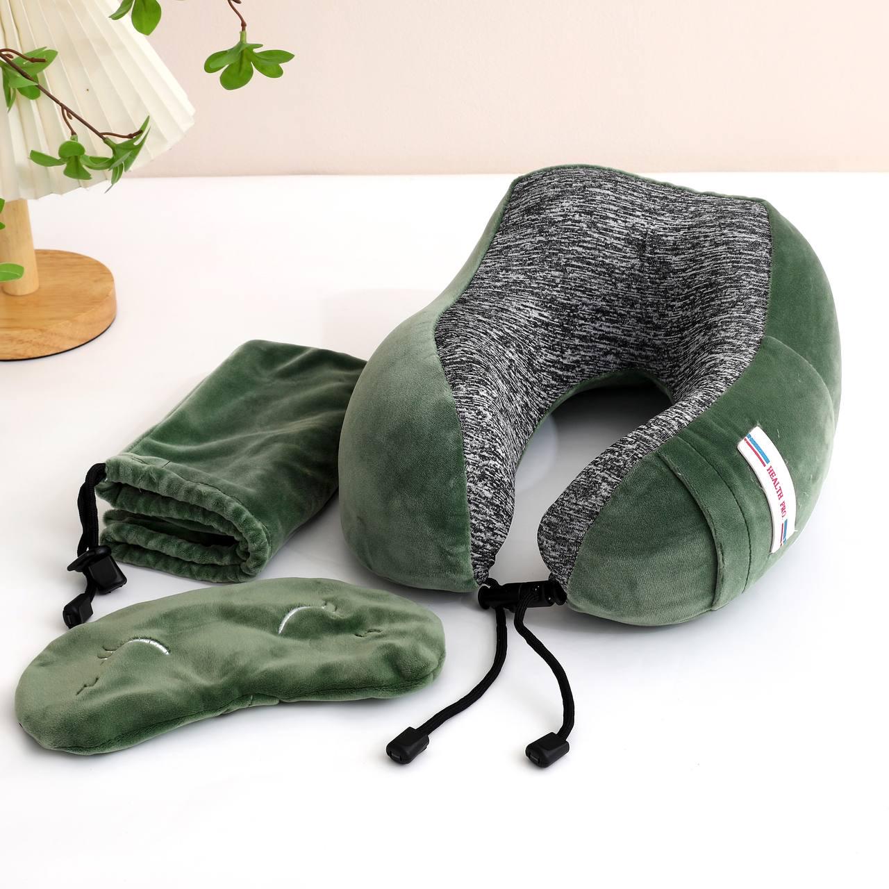 Подушка для путешествий Colorful Home c маской и чехлом 28х30 см Зеленый