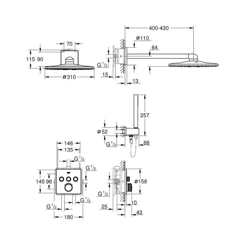 Душевая система скрытого типа Grohe Grohtherm SmartControl 34804000 Хром (77029) - фото 2
