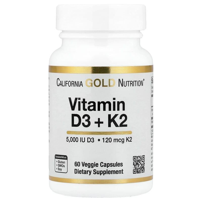 Вітаміни California Gold Nutrition Vitamin D3 + K2 60 рослинних капсул (31414545)