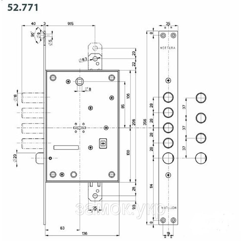 Замок врізний основний Mottura 52.771 (00002161) - фото 3